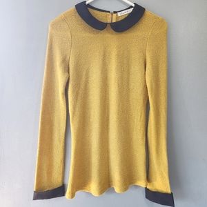 Comme Toi Yellow Sweater with Peter Pan collar